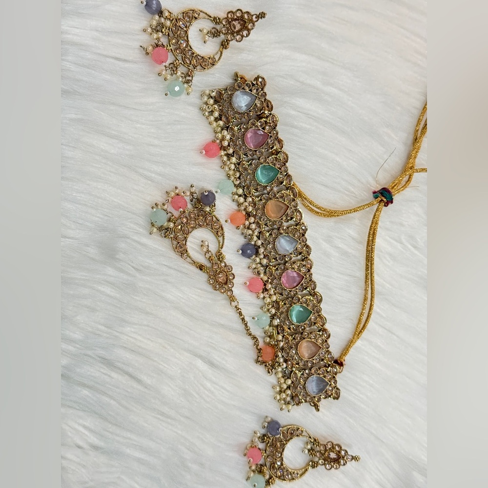 Multi color polki set 4 piece